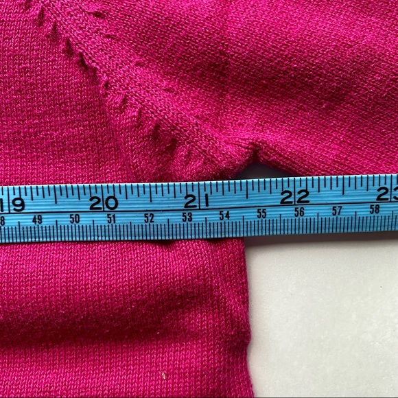 TanJay Lightweight 3/4 Sleeve Sweater - Hot Pink Cotton Knit - Picture 5 of 8